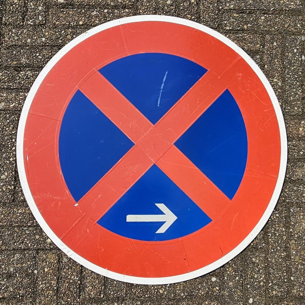 Verkeersbord Stopverbod Verboden stil te staan rond 60cm (2), Ophalen of Verzenden, Gebruikt