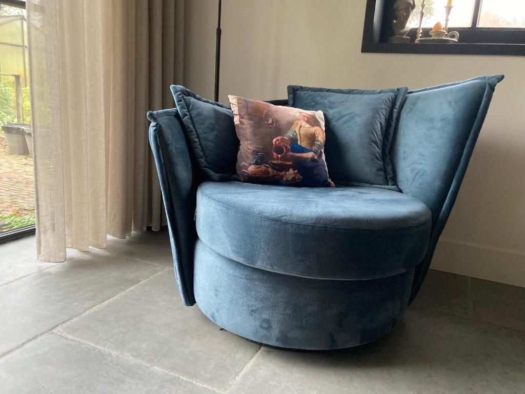 stoel, fauteuil, loveseat, blauw, Huis en Inrichting, Stoelen, Ophalen of Verzenden, Gebruikt, Blauw, Eén