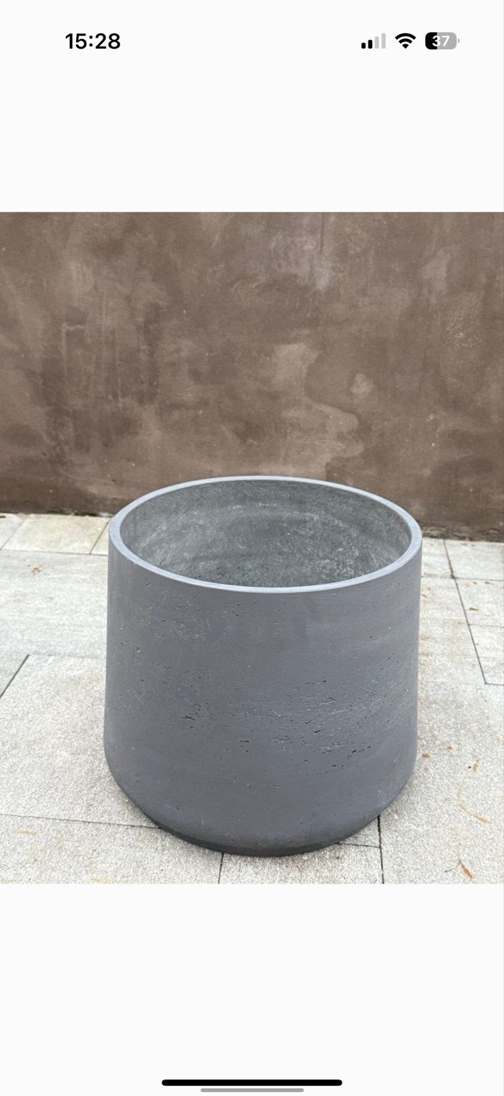 Grijze ronde XXXL bloempot van PotteryPots, Tuin en Terras, Rond, Binnen, Zo goed als nieuw, Minder dan 40 cm