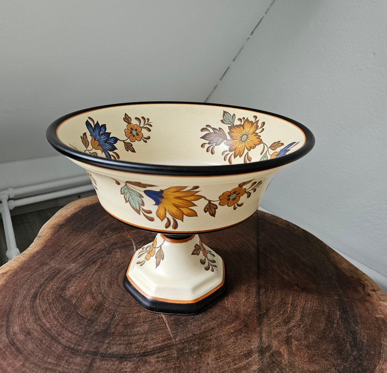 Vintage Flora Gouda Plateel Fruitschaal Handwerk, Ophalen of Verzenden