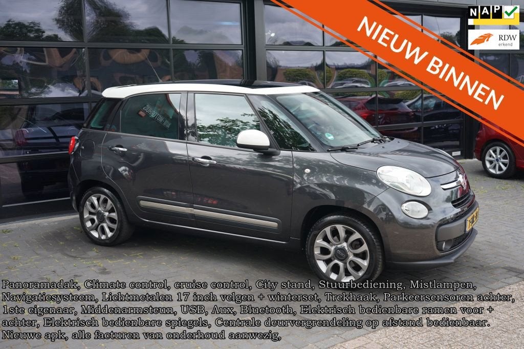 Fiat 500 L 0.9 TwinAir Lounge, Panodak, CC, Clima, Trekhaak,, Gebruikt, Bedrijf, Handgeschakeld, 1000 kg