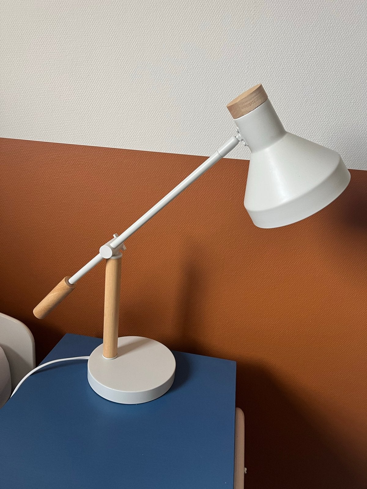Moderne Bureaulamp - Wit Staal & Hout, Bureaulamp, Wit, Zo goed als nieuw, Metaal