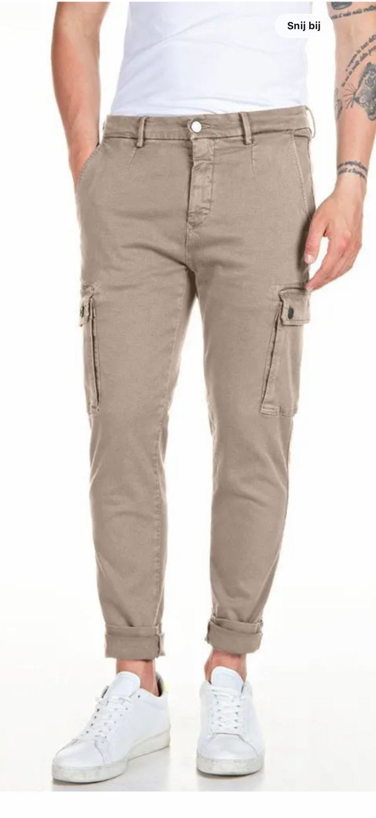 Replay cargo broek jaan hyperflex maat 36-32, Ophalen of Verzenden, Zo goed als nieuw, Maat 56/58 (XL), Beige