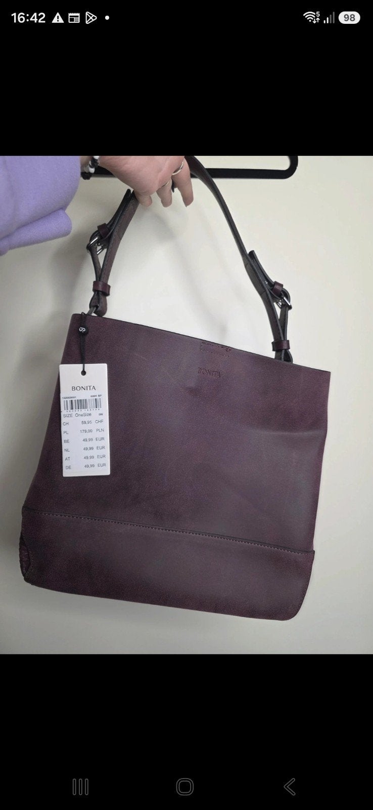 Bonita Shopper Handtas - Nieuw met label, Sieraden, Tassen en Uiterlijk, Tassen | Damestassen, Ophalen of Verzenden, Nieuw, Paars