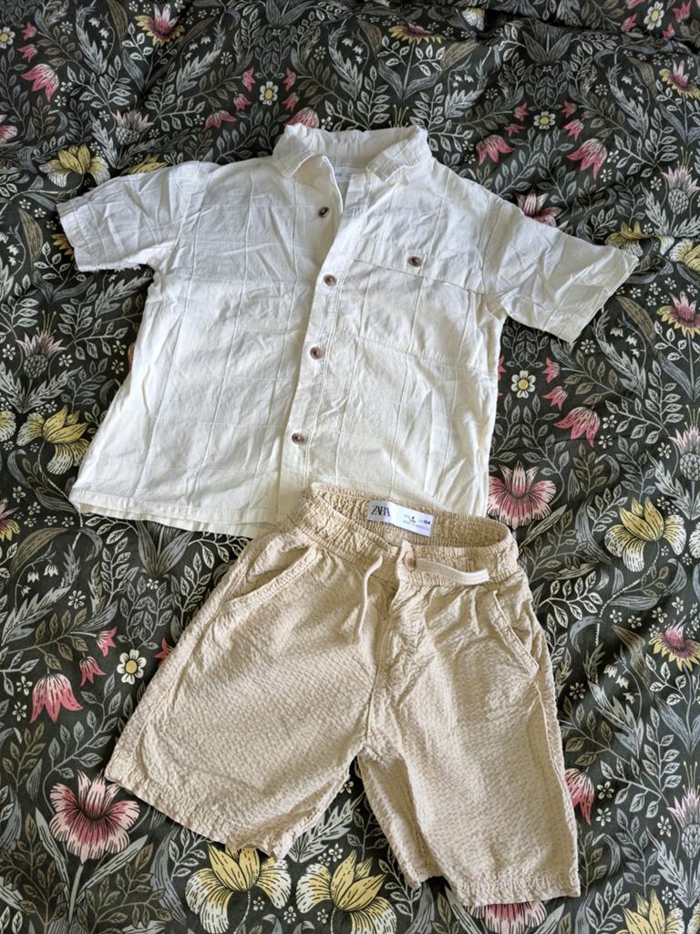 Zomer jongens setje maat 104 - Zara overhemd en short, Gebruikt, Ophalen of Verzenden, Jongen, Zara