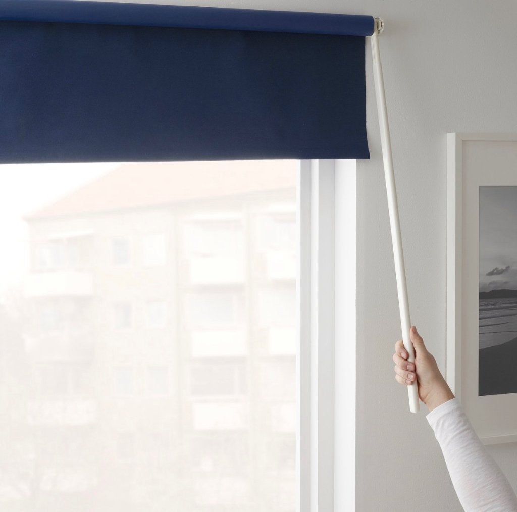Bijna voor niks: 2 IKEA Verduisterend Rolgordijnen Blauw, Ophalen, Gebruikt, Blauw, Rolgordijn