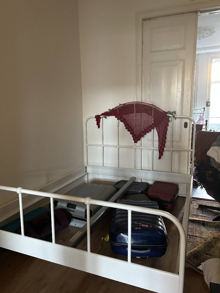 Bed frame 160x200, Ophalen, Gebruikt, Wit, Vintage