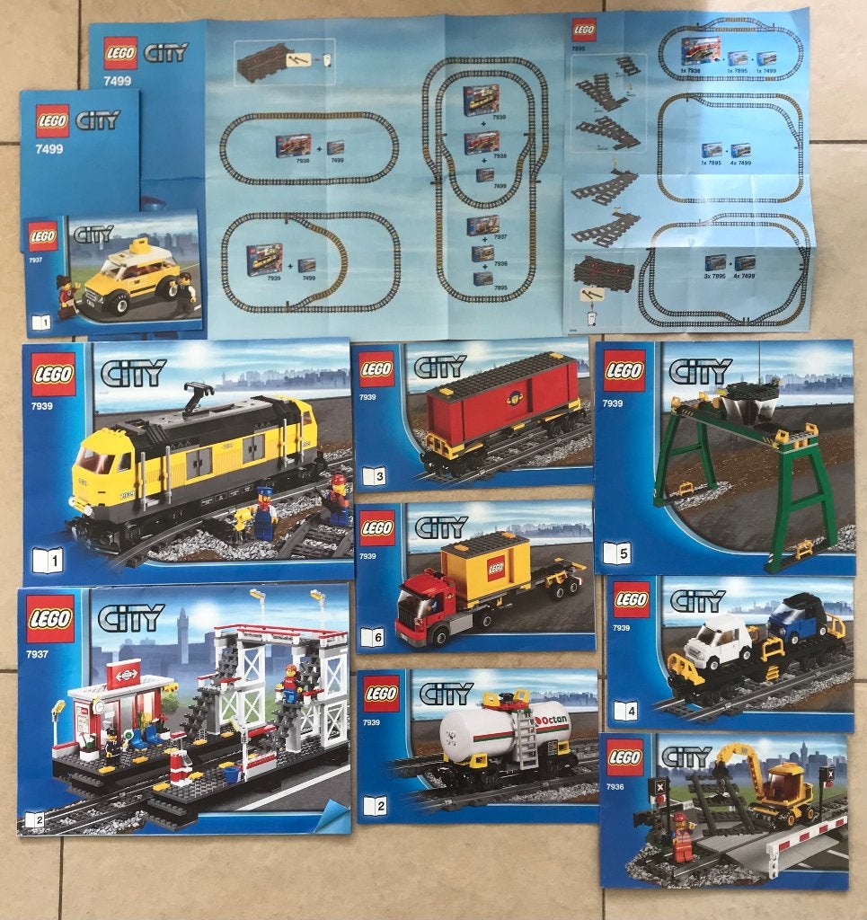 LEGO City Vrachttrein 7939+7937+7936+7895 +7499 (2x), Ophalen, Zo goed als nieuw, Lego, City