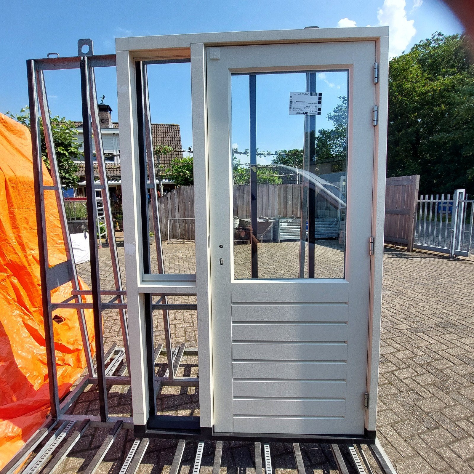 Nieuwe Buiten/ achterdeur met Glas en Paneel - RAL 1013, Ophalen, Nieuw, 200 tot 215 cm, Glas