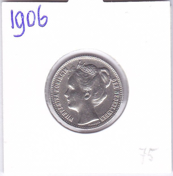 Schaarse halve gulden 1906 voor 75 euro, ½ gulden, Zilver, Ophalen of Verzenden, Koningin Wilhelmina
