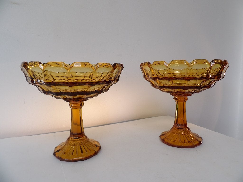 Set van 2 Art Deco Schalen op voet, Henri Heemskerk, Amber, Antiek en Kunst, Ophalen of Verzenden