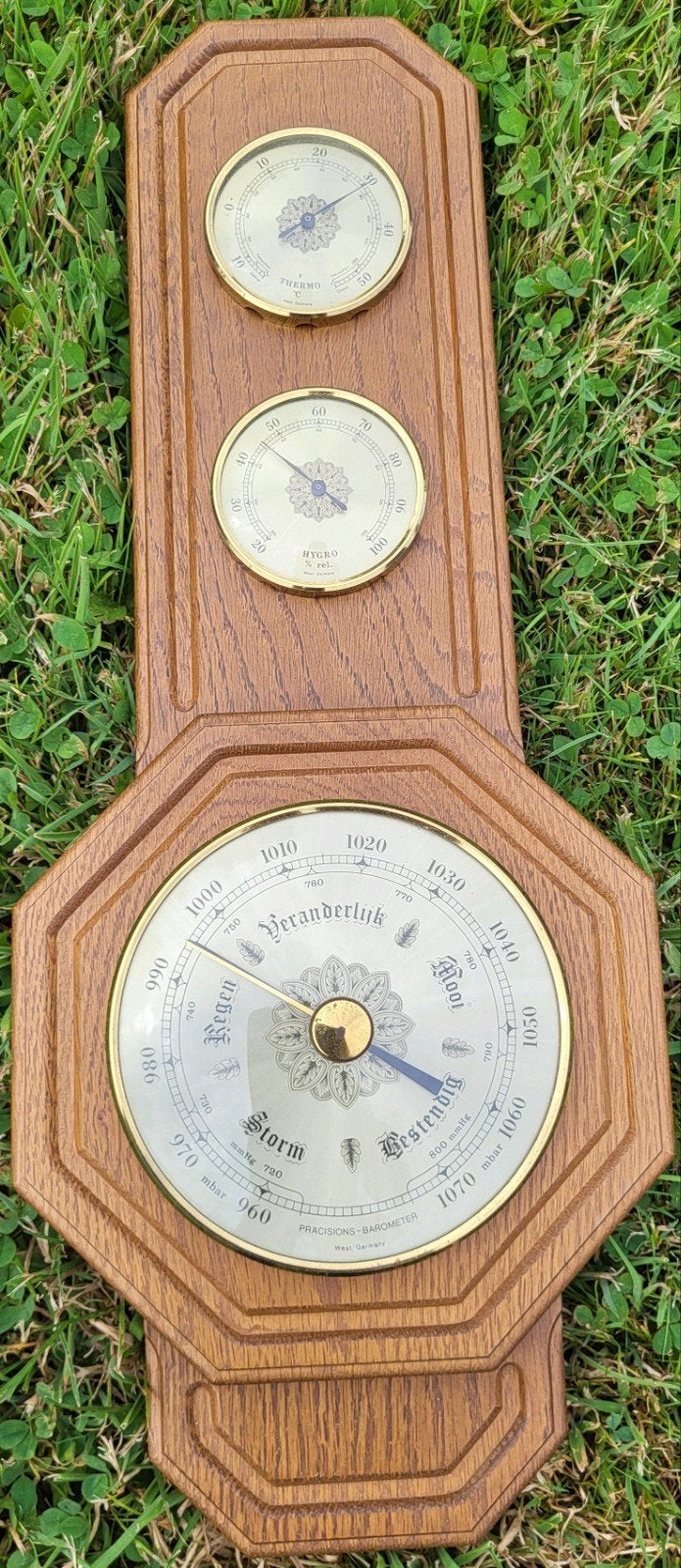 Vintage Huger weerstation – barometer thermometer hygrometer, Audio, Tv en Foto, Weerstations en Barometers, Ophalen