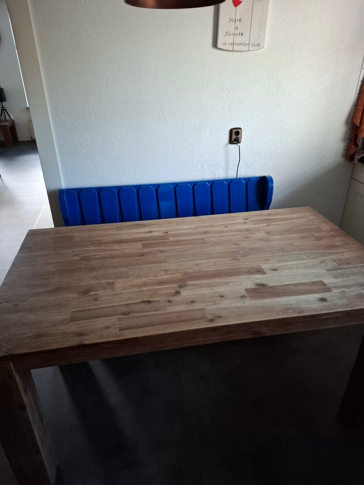 Eettafel, salontafel en kerkbankje - complete set, Ophalen, Gebruikt, 50 tot 100 cm, Landelijk