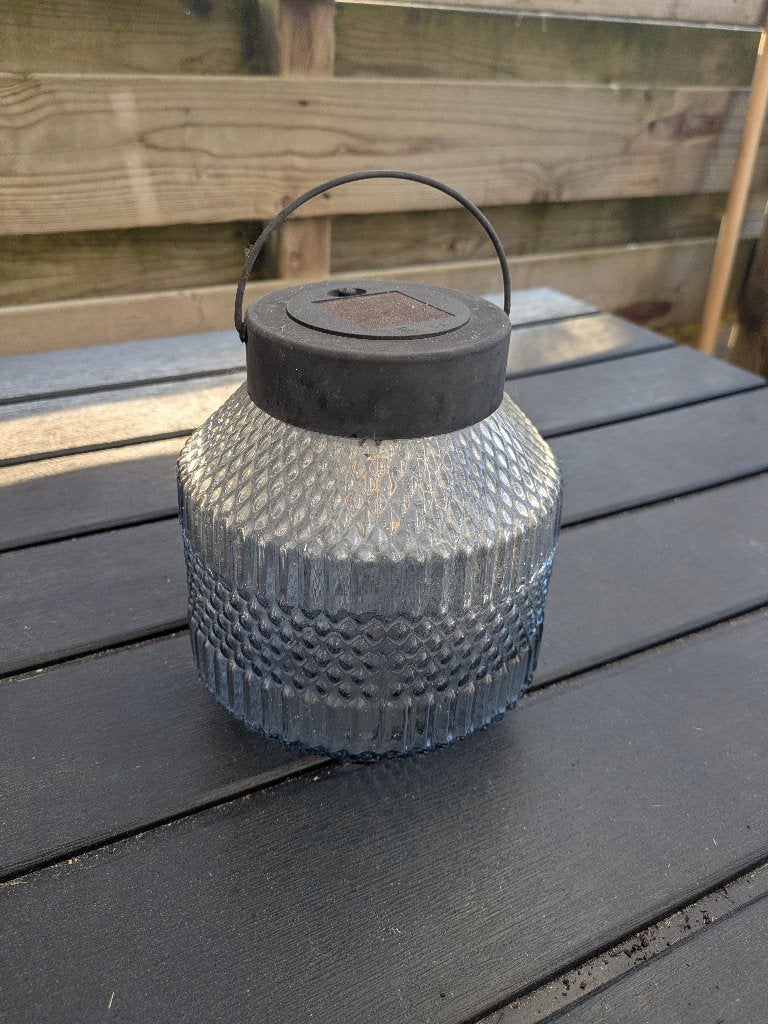 Solar lamp blauw, Tuin en Terras, Buitenverlichting, Ophalen, Zonne-energie, Gebruikt, Minder dan 50 watt