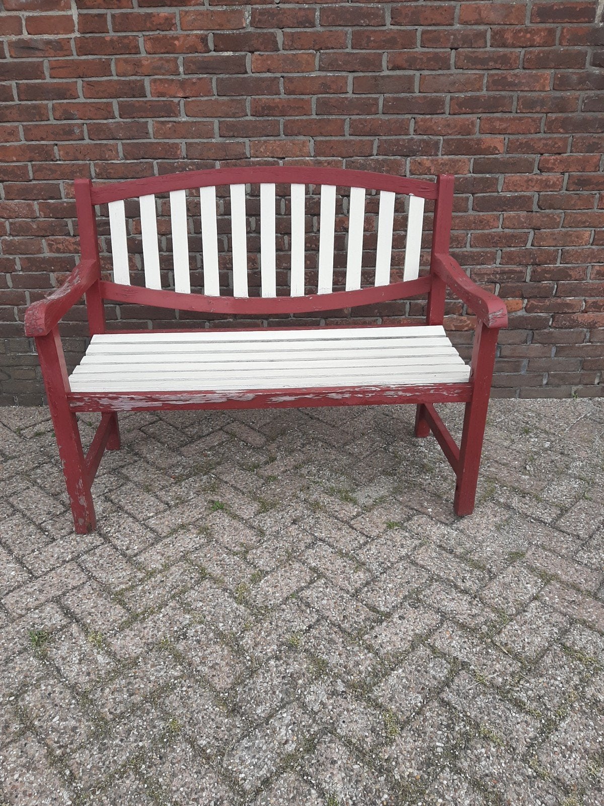 Zware hardhouten tuinbank, Ophalen, Gebruikt, Hout