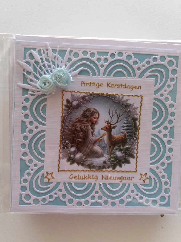 Kerstkaartje met elfje en hertje no. 124, Ophalen of Verzenden, Nieuw, Kerst