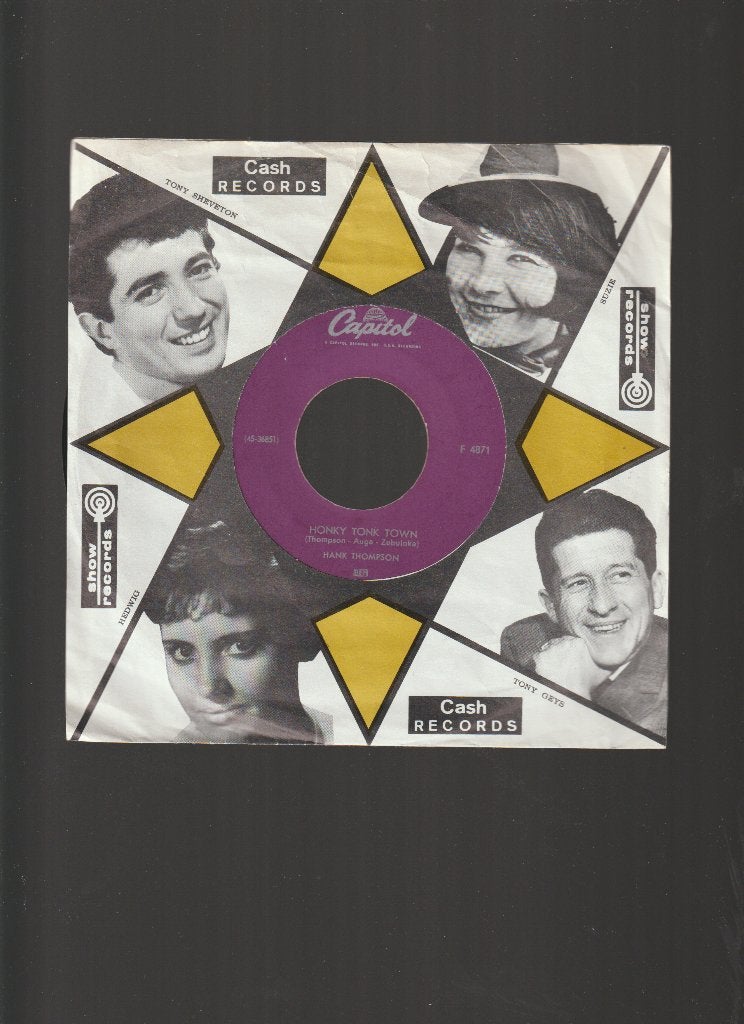 HANK  THOMPSON  --  HONKY  TONK  TOWN, Verzenden, Originele persing, 7 inch, Single