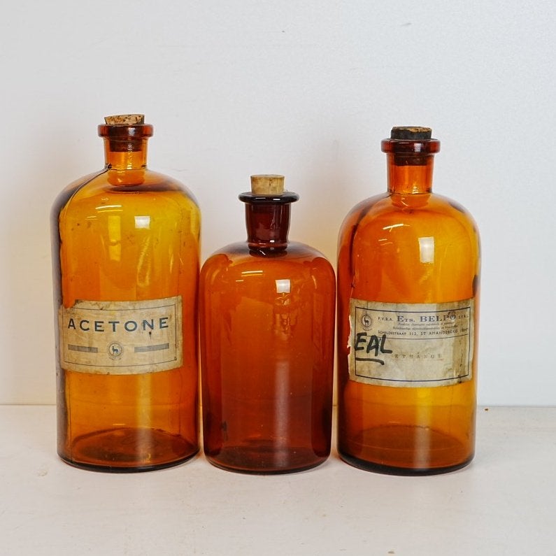 Vintage glazen apothekerspotten., Ophalen of Verzenden