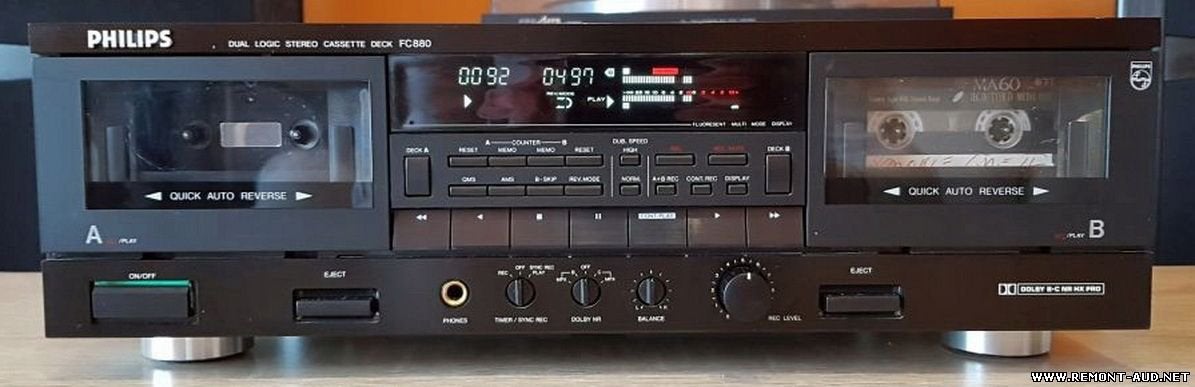 Philips FC-880 dubbel autoreverse cassette deck, Ophalen of Verzenden, Philips