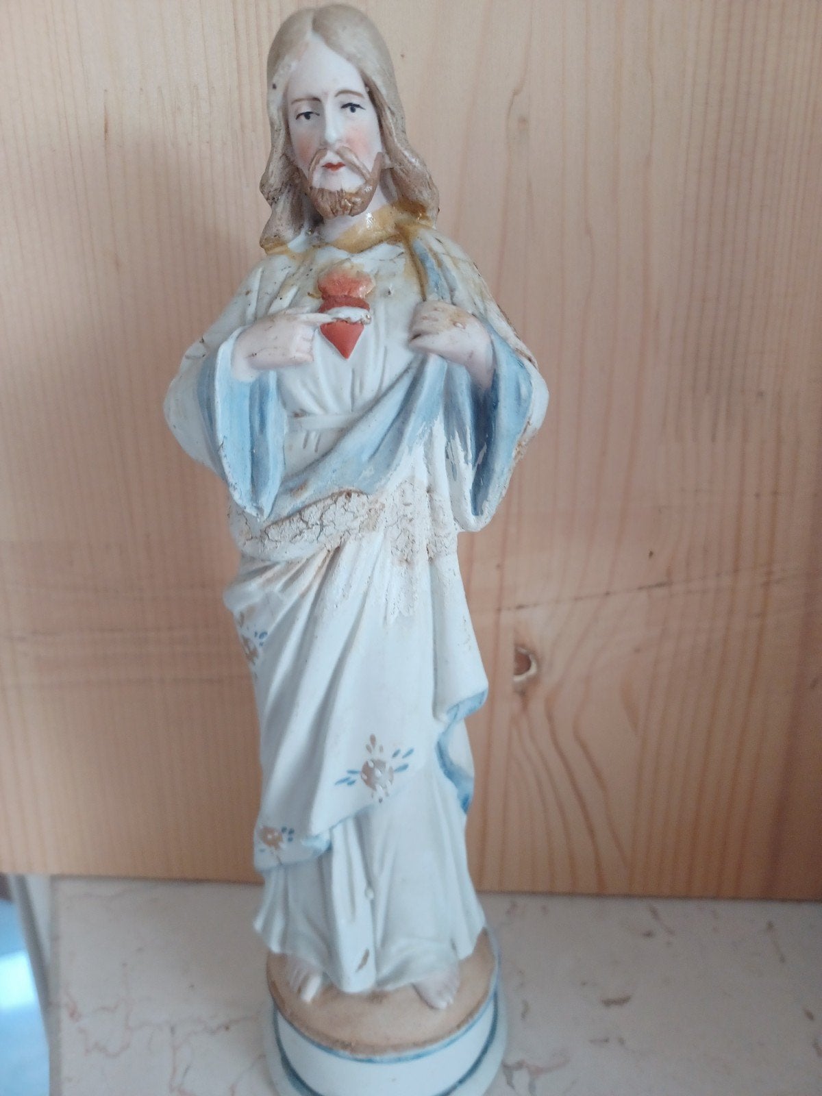 Vintage Jezus beeld met Heilig Hart, Ophalen of Verzenden
