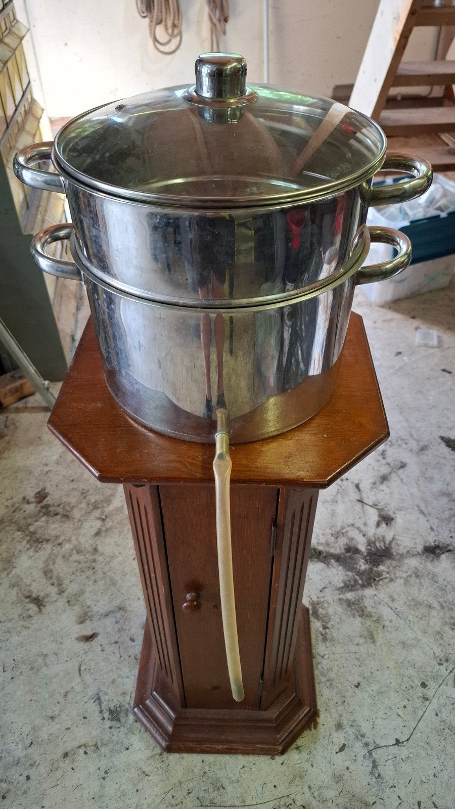Grote RVS sapketel / sapmaker met glazen deksel, Huis en Inrichting, Keuken | Potten en Pannen, Ophalen, Gebruikt, Rvs, Overige typen