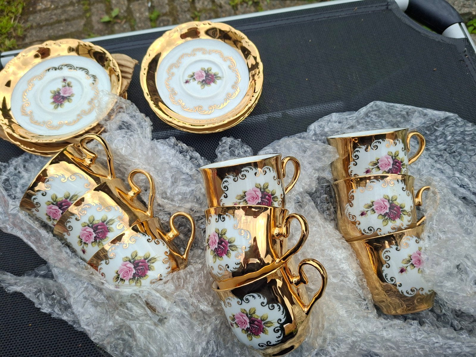 24k goud kop en schotels rozen bavaria germany, Ophalen, Zo goed als nieuw