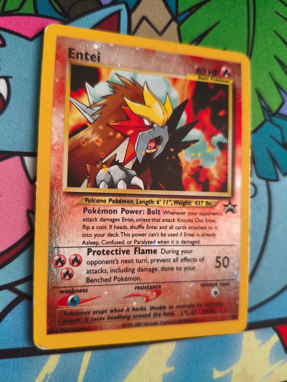 Entei - 34 - Wizards Black Star Promo, Ophalen of Verzenden, Gebruikt, Losse kaart, Foil