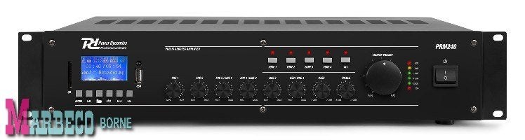Versterker-Mixer 100Volt, 240watt, 6-kan, MP3,BlueT, PRM240