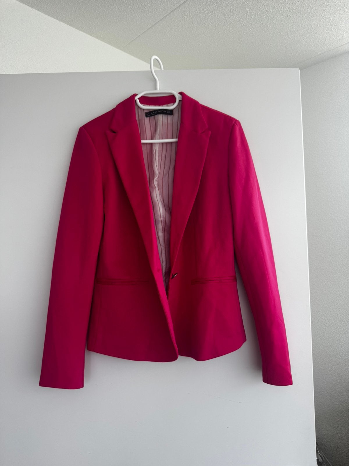 Fuchsiaroze blazer Zara - maat S, Ophalen of Verzenden, Zo goed als nieuw, Jasje, Roze