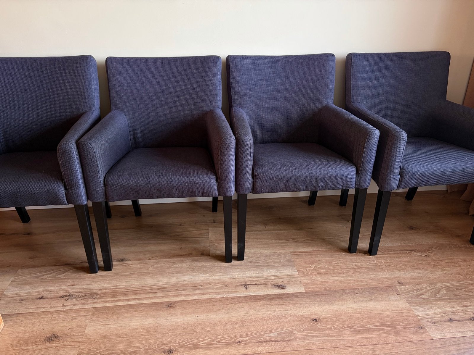 4 Antraciet grijze stoffen stoelen, Ophalen, Zo goed als nieuw, Vier, Stof