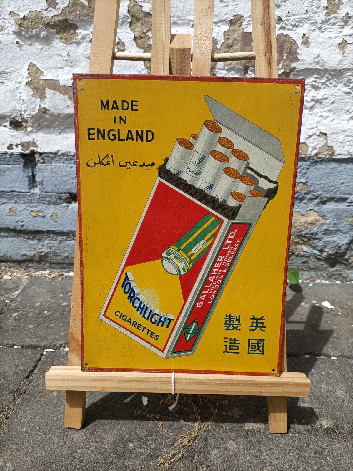 Vintage Torchlight sigaretten reclamebord - blik, Ophalen of Verzenden