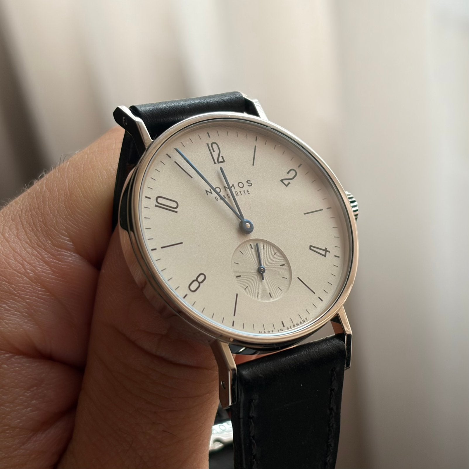 Nomos Tangente ref. 139, Overige merken, Polshorloge, Ophalen of Verzenden, Leer