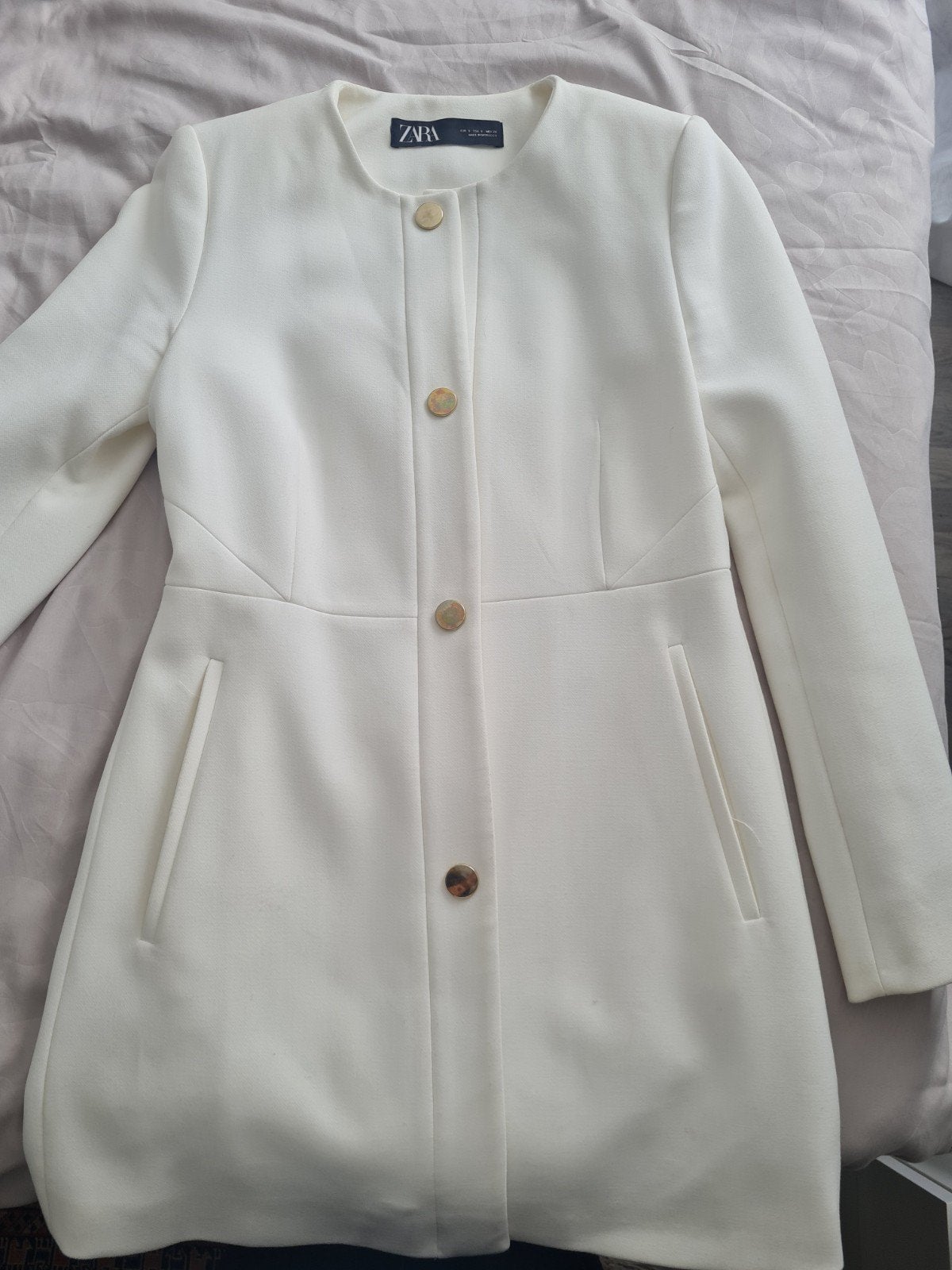 Zara Witte Jas met Gouden Knopen - Maat S, Ophalen of Verzenden, Zo goed als nieuw, Maat 36 (S), Wit