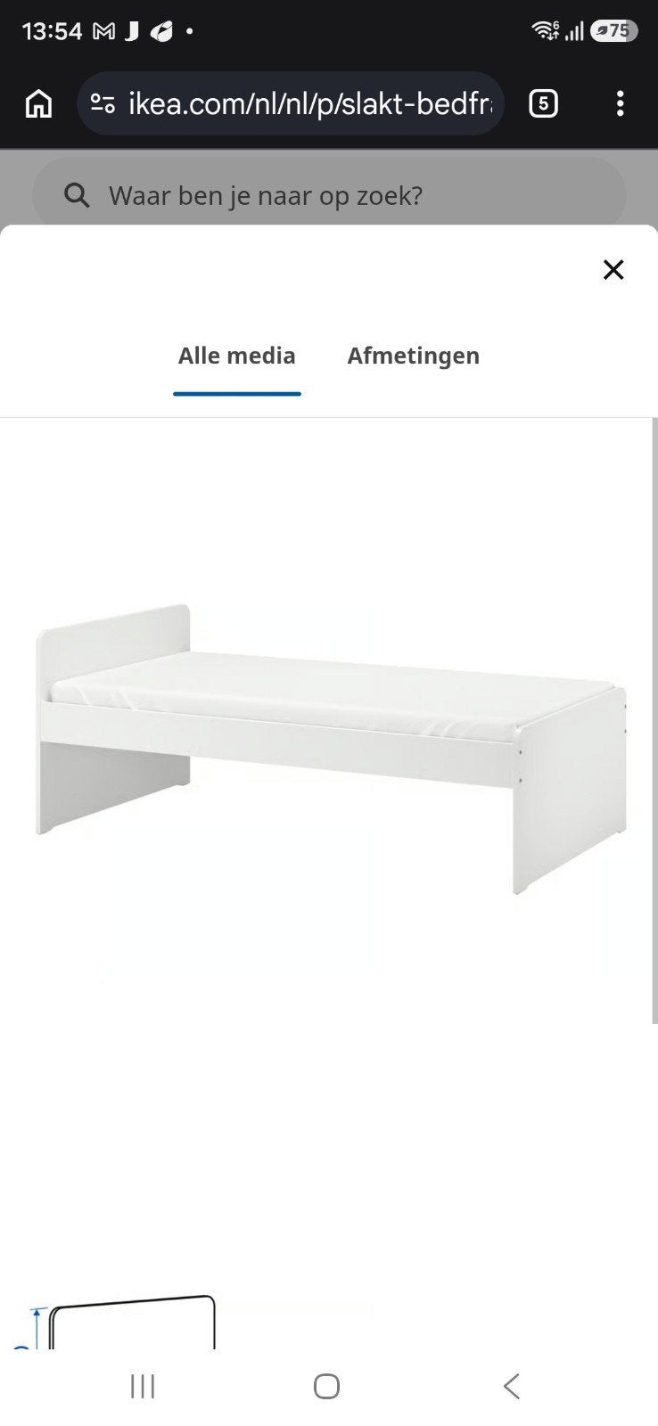 IKEA SLÄKT bedframe 90x200 cm met lattenbodem, Ophalen, 90 cm, Eenpersoons, Wit