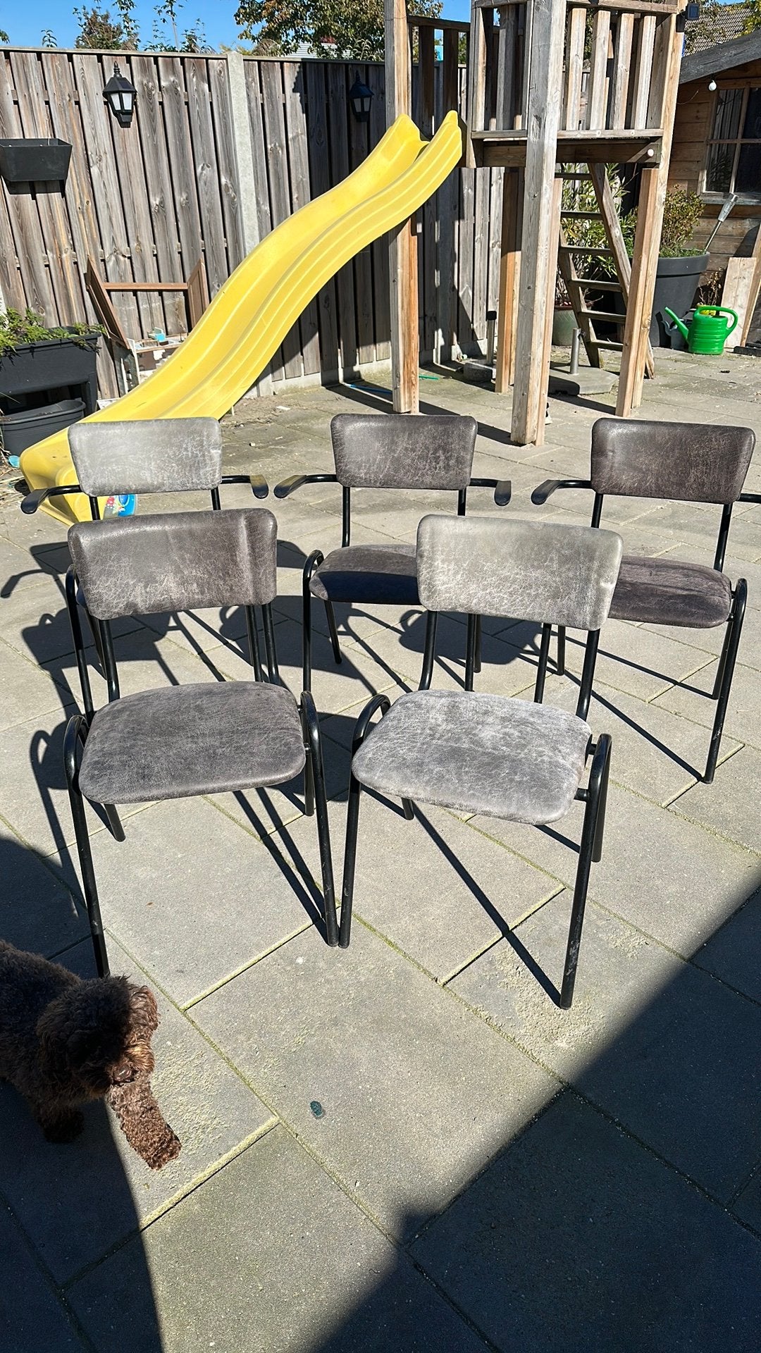 Lederlook stoelen, Huis en Inrichting, Ophalen, Strak, Gebruikt, Metaal