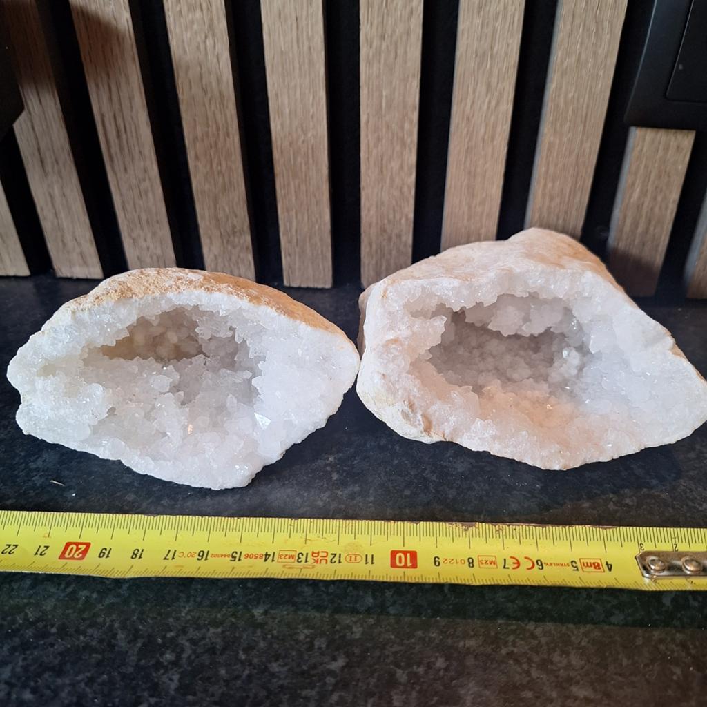 Prachtige Geode Kwarts Kristal - Set van 2, Sieraden, Tassen en Uiterlijk, Edelstenen, Ophalen of Verzenden, Gebruikt