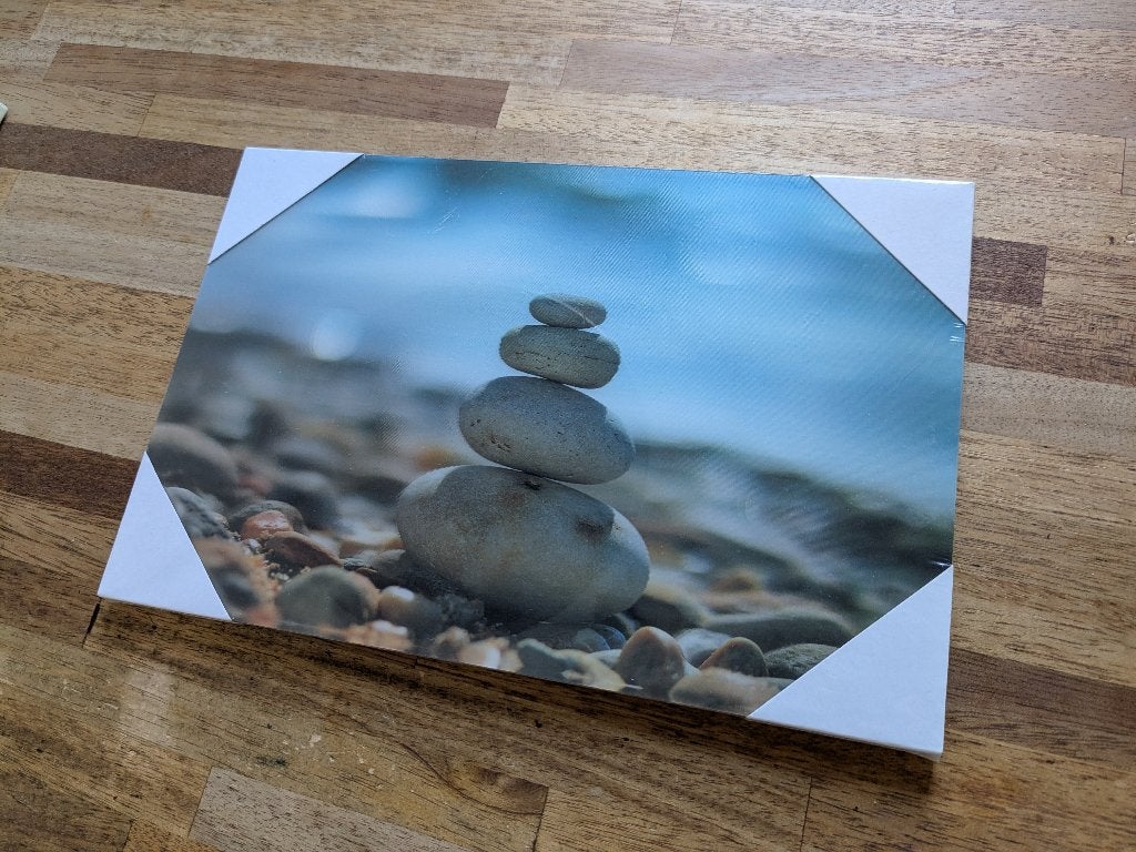 Fotoprint gestapelde stenen (holografisch), Ophalen, Natuur, 1980 tot heden, Foto