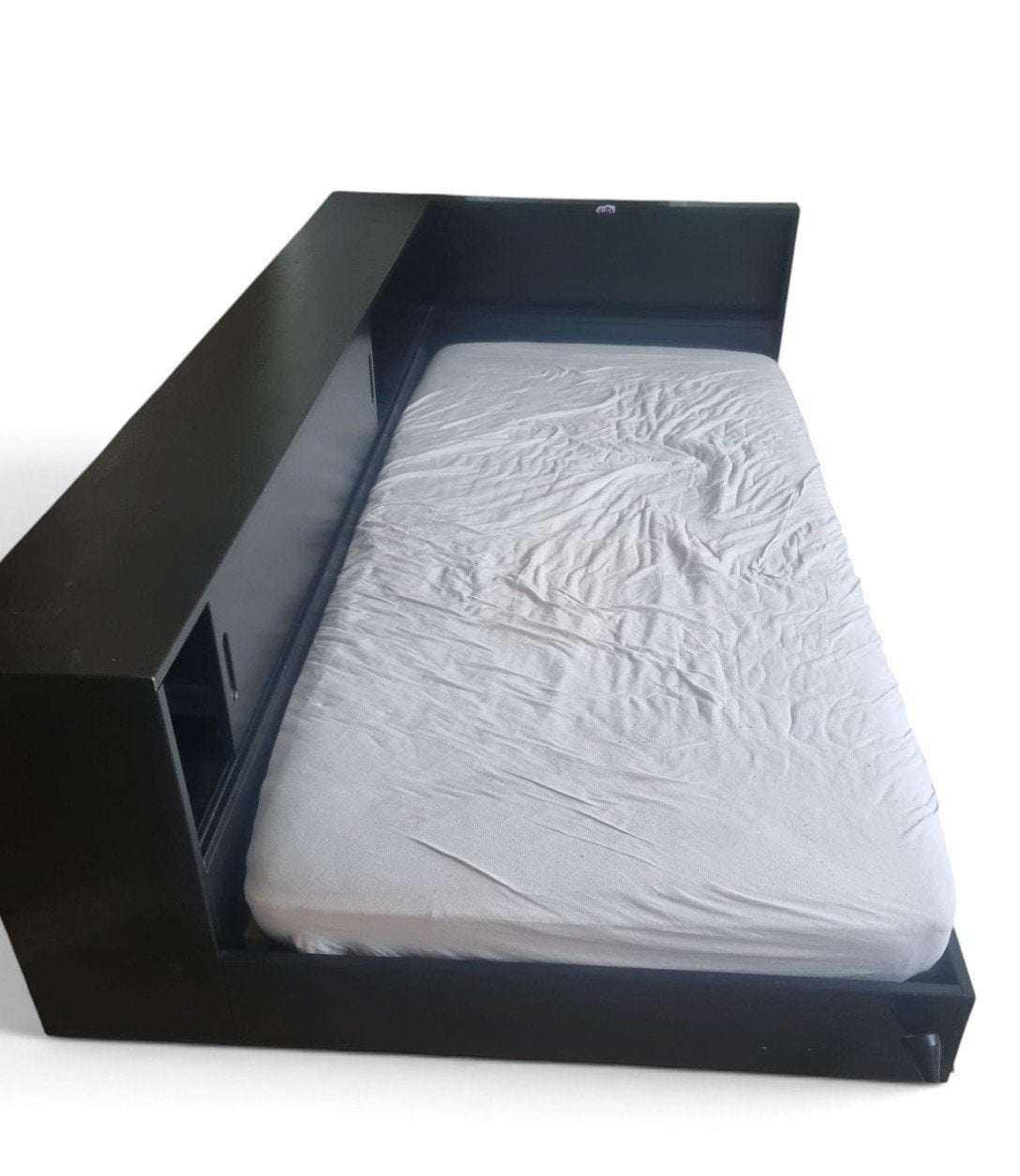 Woood Connect bed 200x90 met opbergruimte, 90 cm, Eenpersoons, Zwart, Ophalen of Verzenden