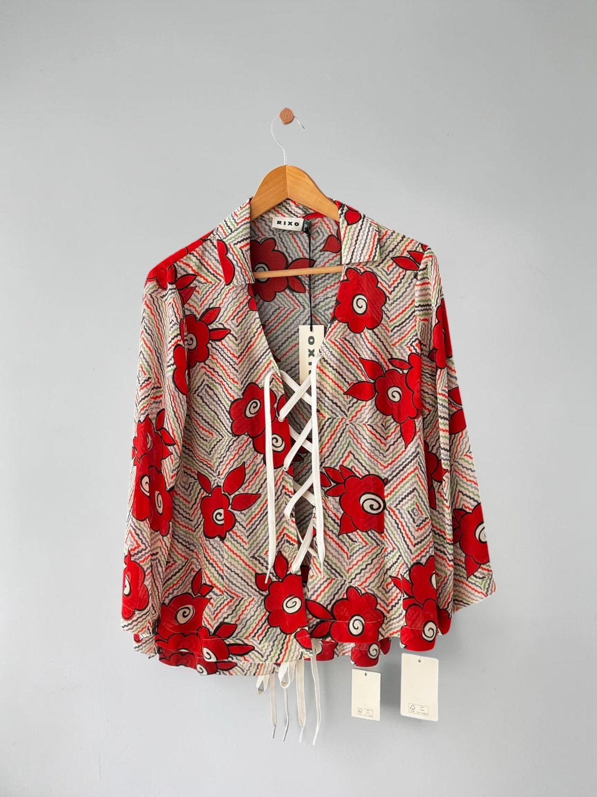 RIXO Henny blouse top bloemen print zwart rood small 36 S, Ophalen of Verzenden, Nieuw, Maat 36 (S), Rood