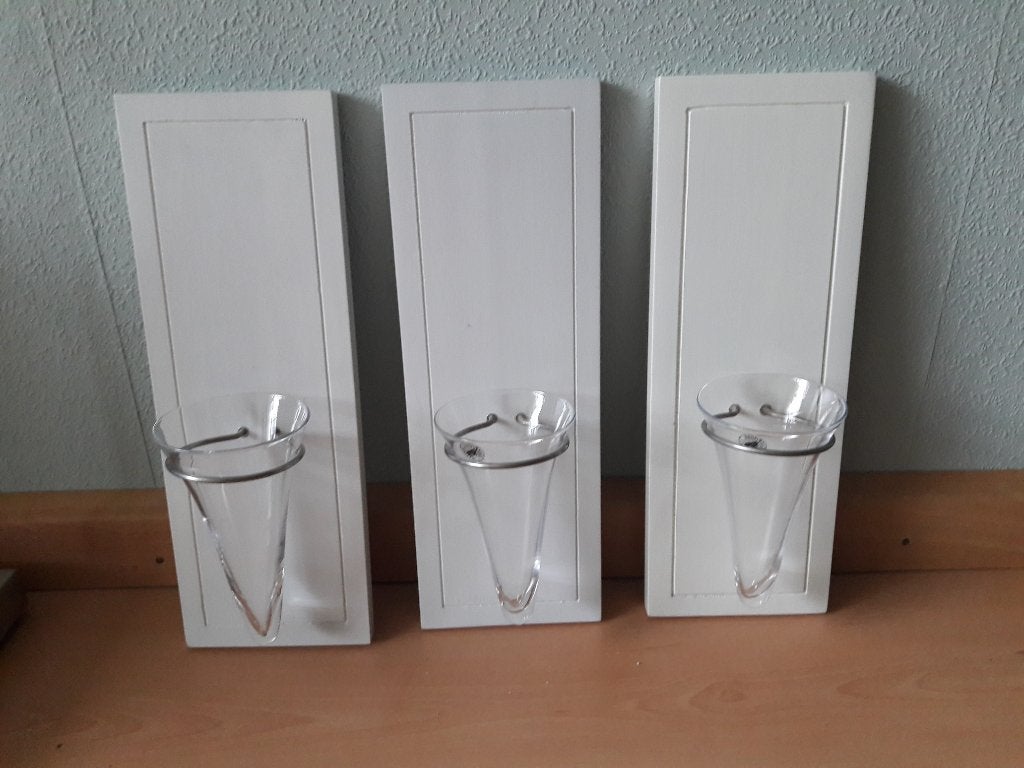 3 x wanddecoratie / vaasje IKEA, Ophalen of Verzenden, Zo goed als nieuw, Wit, Wandhanger