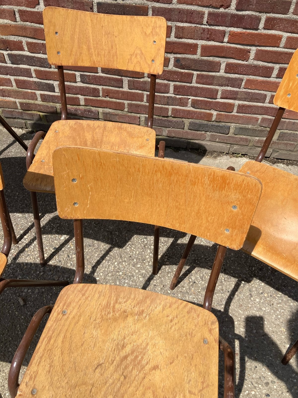 Vintage stapelbare schoolstoelen stoelen stapelbaar, Ophalen