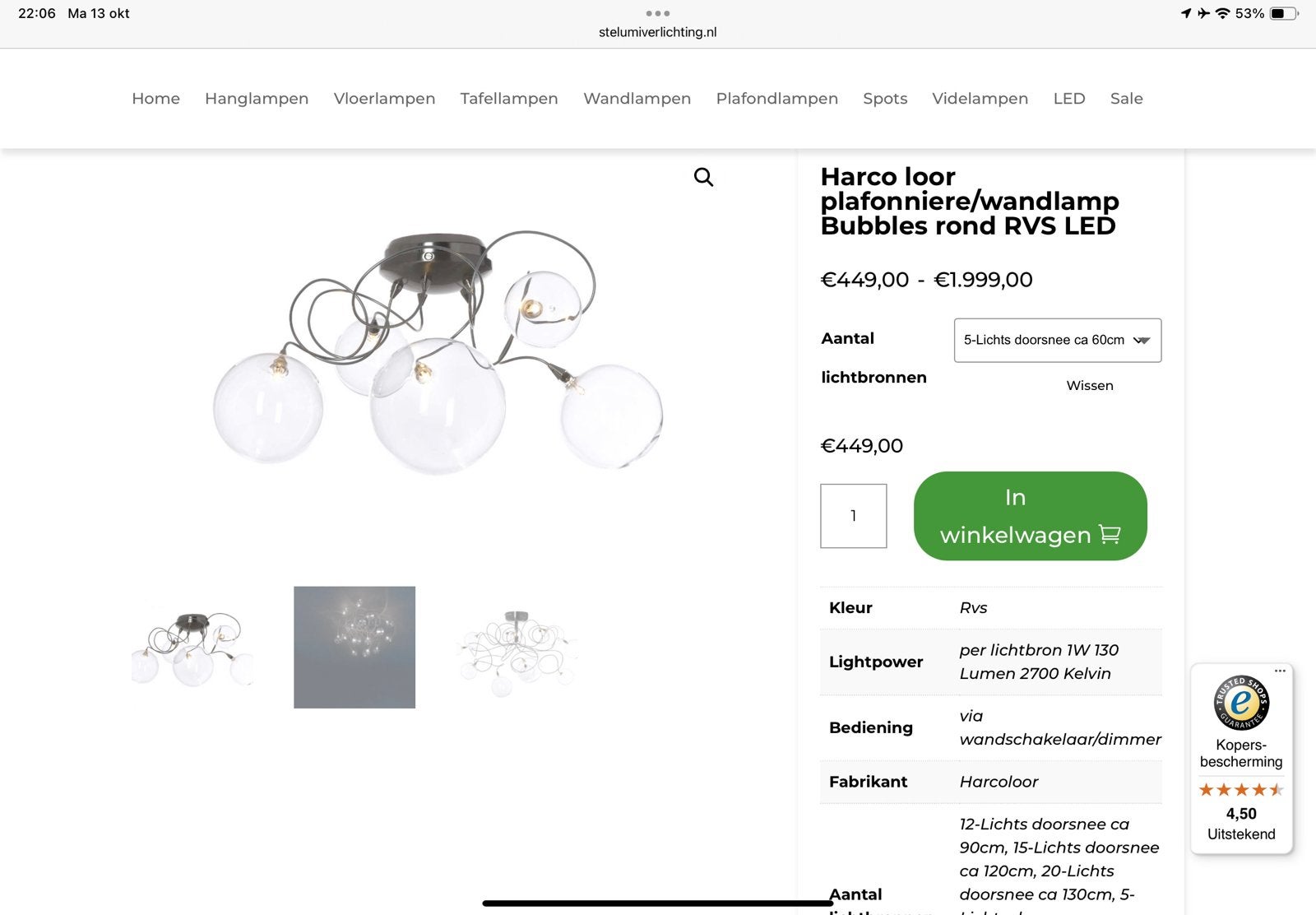Harco Loor Bubbles plafonniere, Dimbaar, Gebruikt, Ophalen of Verzenden, Plafondlamp