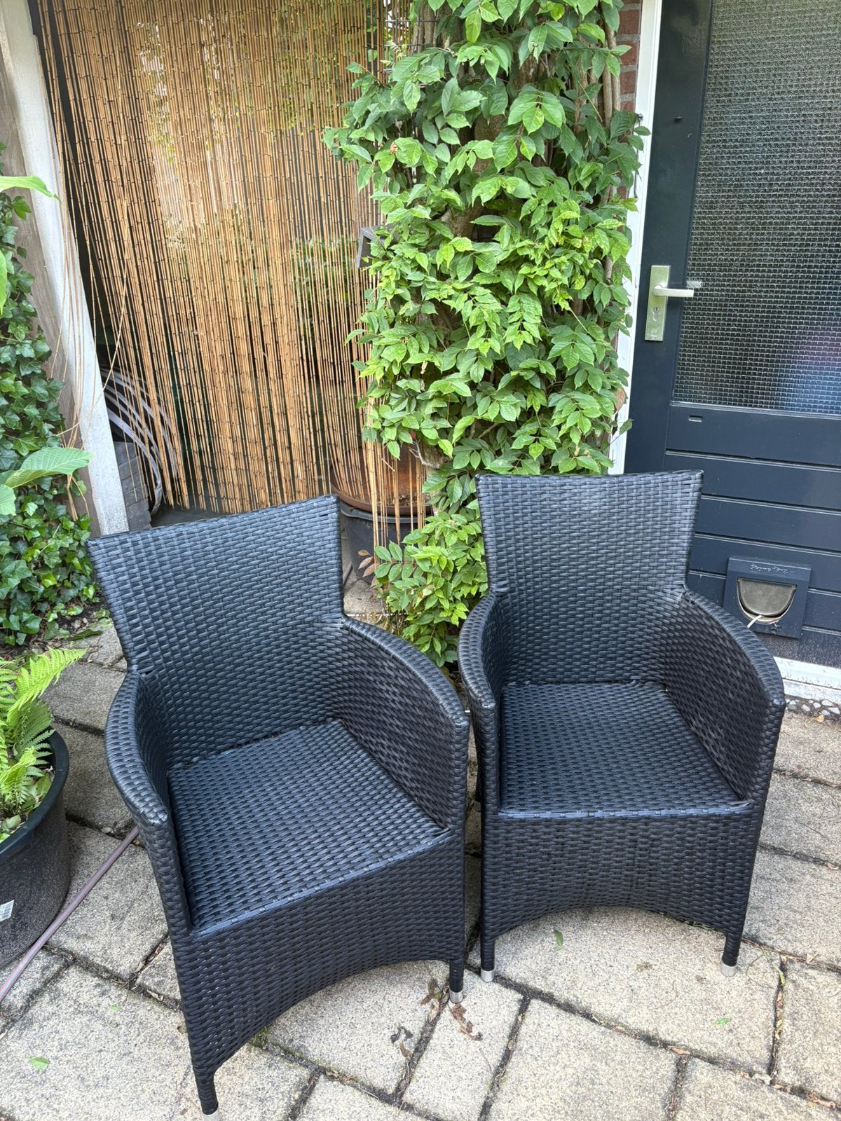 Wicker tuistoeln 2 stuks, Tuin en Terras, Tuinstoelen, Ophalen, Zo goed als nieuw, Wicker