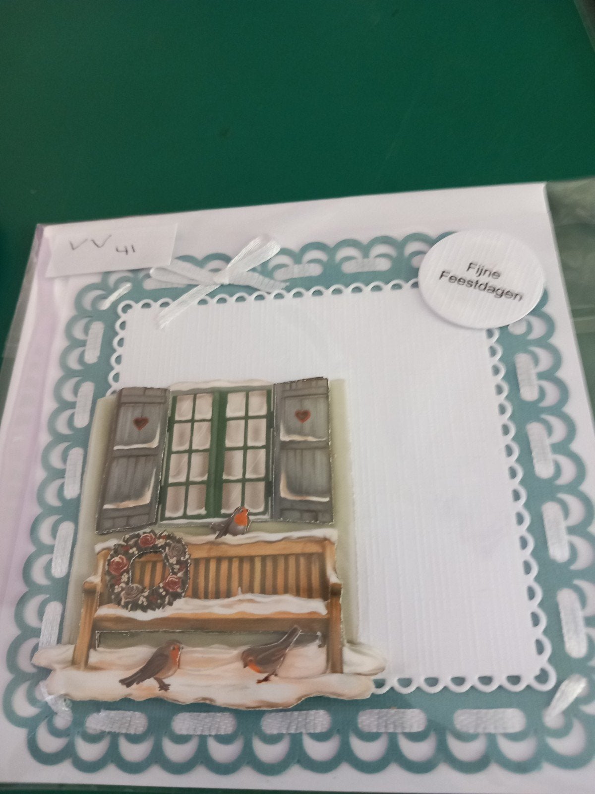 Zelfgemaakte dubbele vierkante kaarten,p stuk, Ophalen of Verzenden, Zo goed als nieuw, Kerst