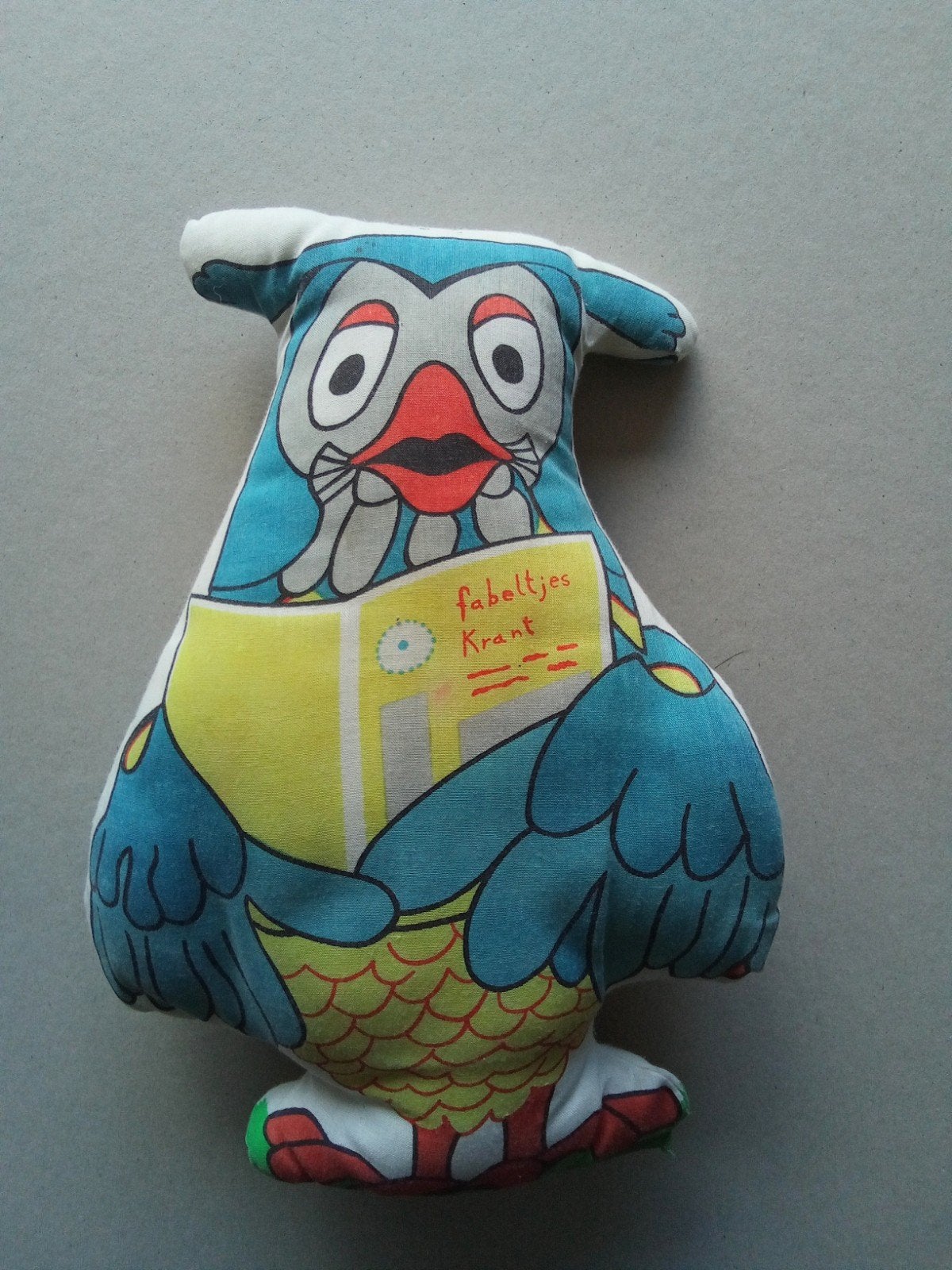 Vintage Meneer den Uil knuffel - Fabeltjeskrant, Gebruikt, Overige typen, Blauw, Middelgroot (20 tot 80 cm)