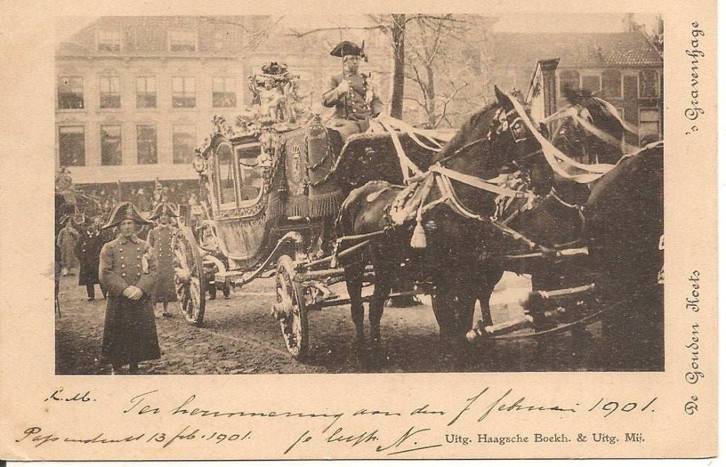 Ansichtkaart Gouden Koets 's-Gravenhage 1901, Verzamelen, Ophalen of Verzenden, Voor 1920, Gelopen, Zuid-Holland