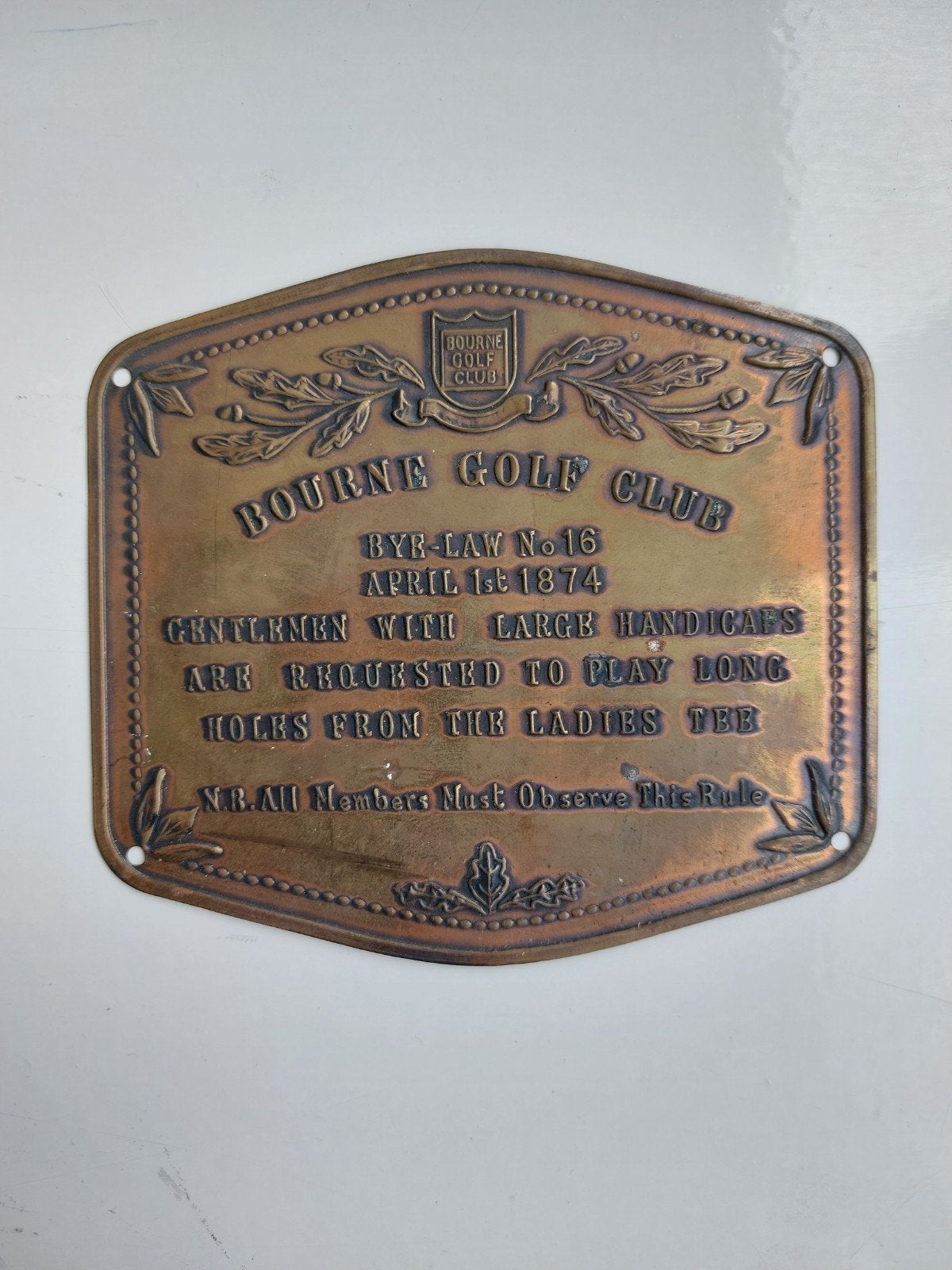 Metalen plaatje bourne golfclub, Ophalen of Verzenden, Overige onderwerpen