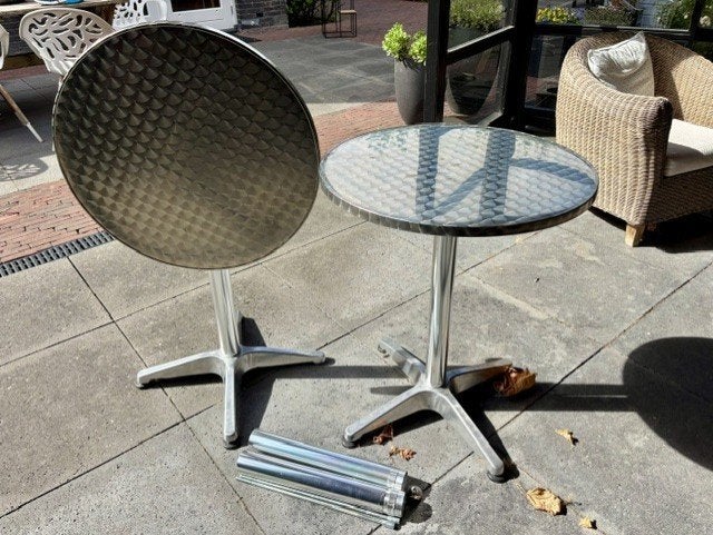 statafels / partytafels (2x) aluminium, Ophalen, Minder dan 55 cm, Gebruikt, Metaal of Aluminium