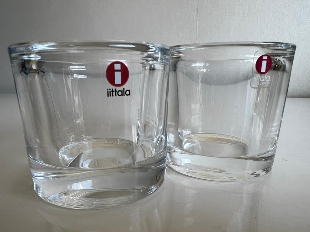 2 Iittala KIVI Marimekko Waxinelichthouder~Transparant 1988, Huis en Inrichting, Ophalen of Verzenden, Zo goed als nieuw, Overige materialen