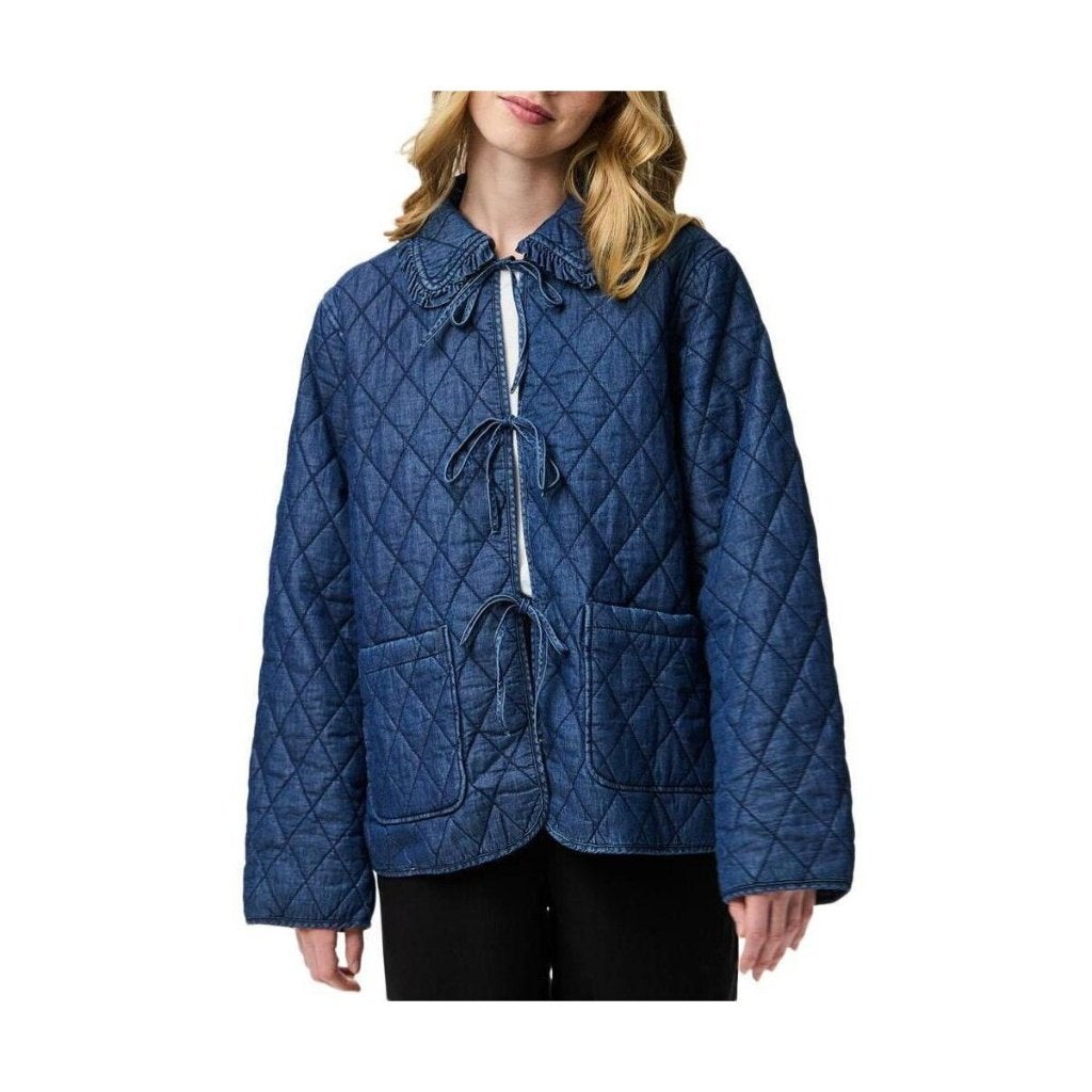 Jacket: nieuw quilted dames jasje van denim met voering., Maat 38/40 (M), Blauw, Nieuw, Ophalen of Verzenden